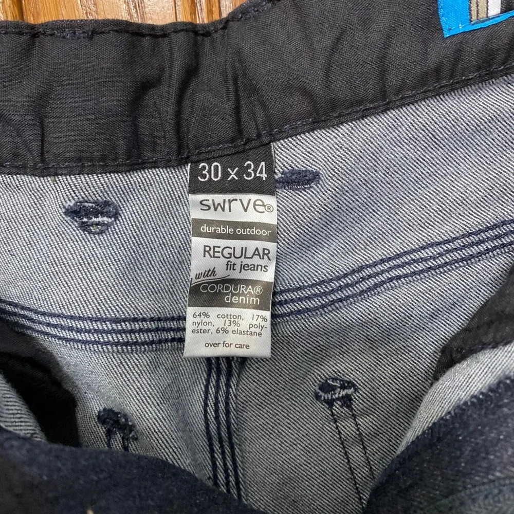 Swrve Regular Fit Jeans Cycling 4-Way Stretch Indigo Blue Cordura Sz‎ 30x34 NWT
